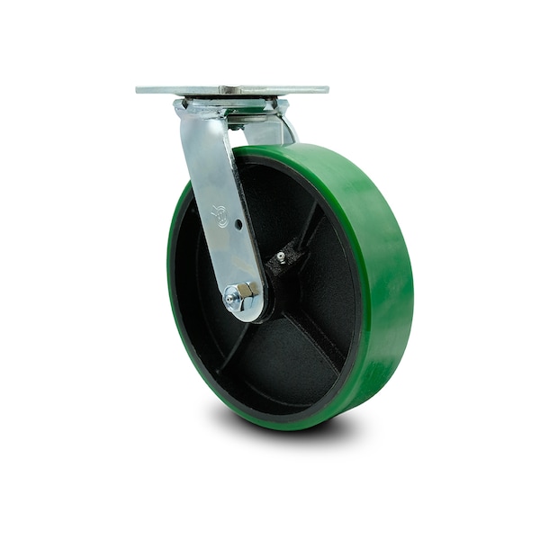 8 Inch Green Poly on Cast Iron Wheel Swivel Caster with Ball Bearing SCC